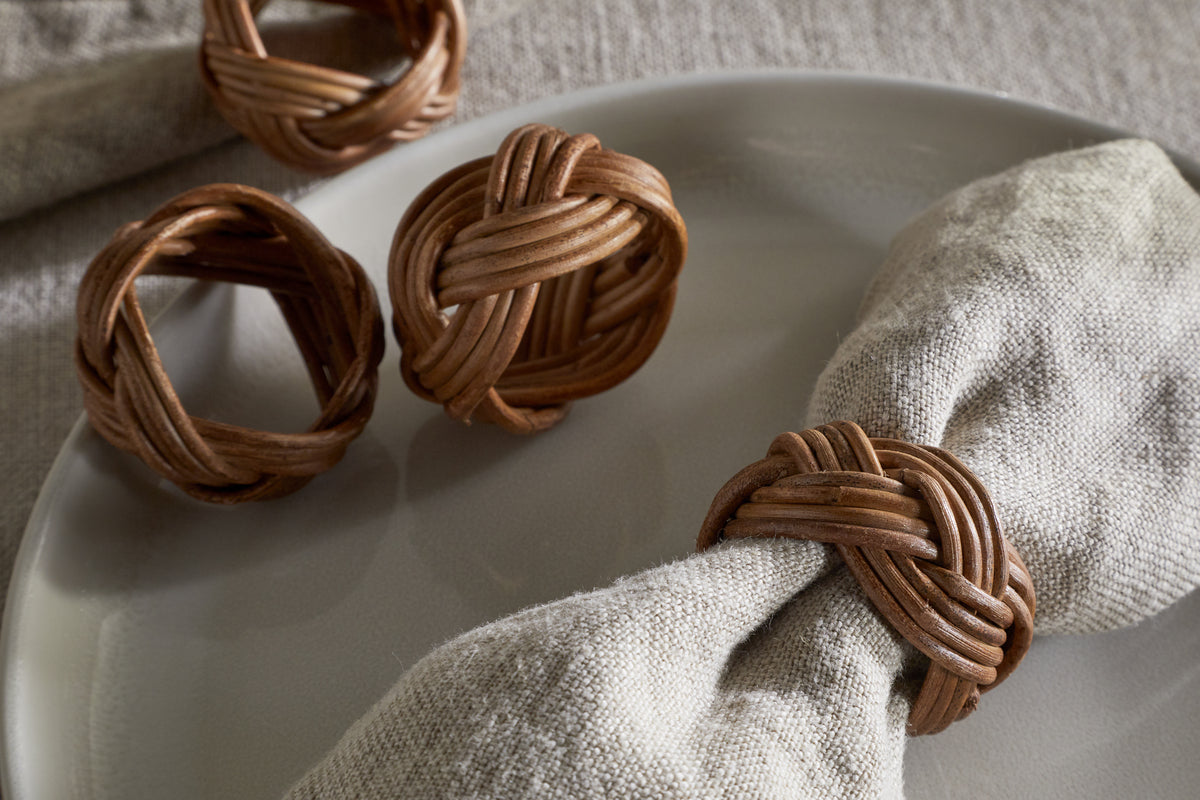 Bersama Rattan Napkin Rings - Natural - (Set of 4)
