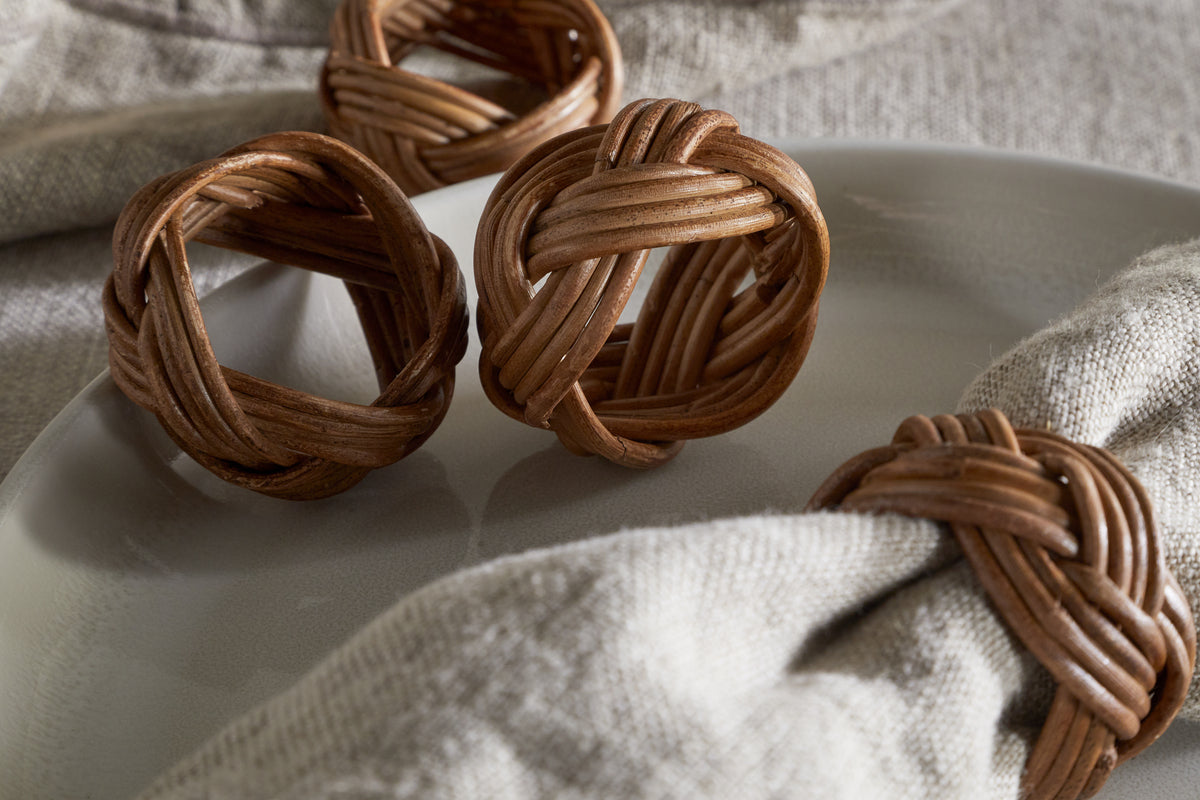Bersama Rattan Napkin Rings - Natural - (Set of 4)