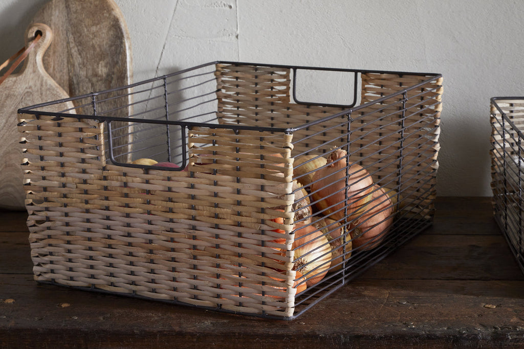Montali Iron & Rattan Storage Baskets - Natural - (Set of 2)