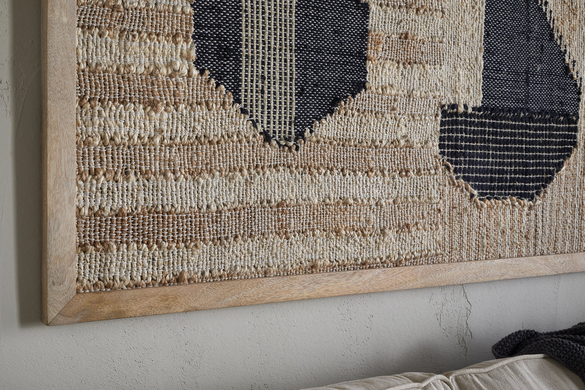 Kiran Large Textured Wall Art - Natural & Dark Blue