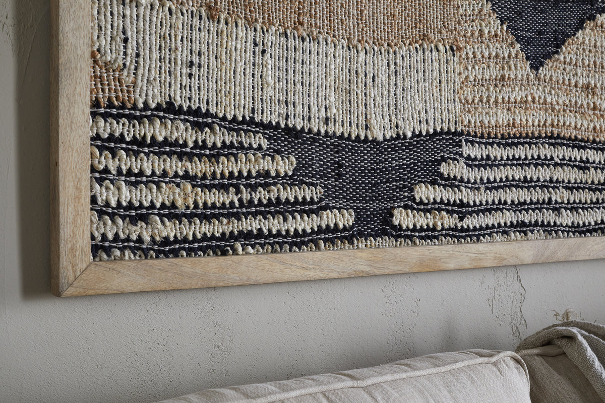 Birala Large Textured Wall Art - Natural & Dark Blue