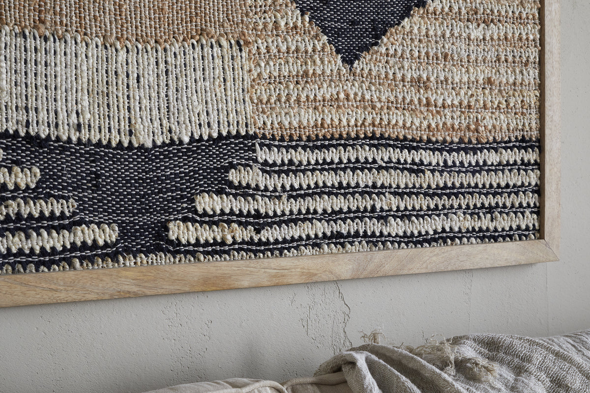 Birala Large Textured Wall Art - Natural & Dark Blue