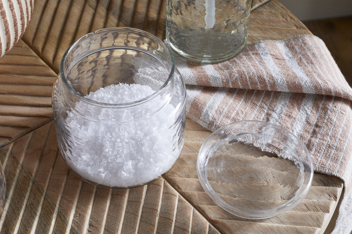 Ilcoso Recycled Hammered Glass Storage Pot - Clear