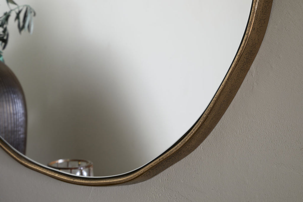 Mchanga Organic Shape Mirror - Antique Brass