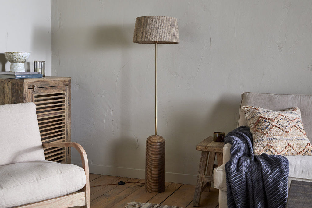 Agua Grooved Floor Lamp Base - Natural