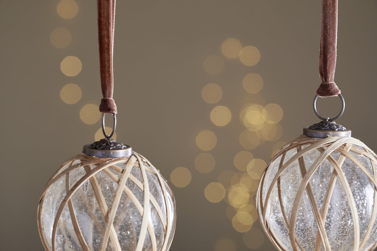Bayana Woven Baubles - Natural & Clear - (Set of 3)