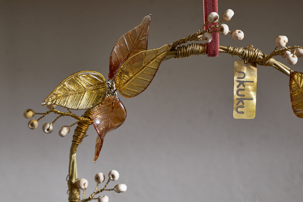 Parili Glass Wreath - Small - Ochre - Small