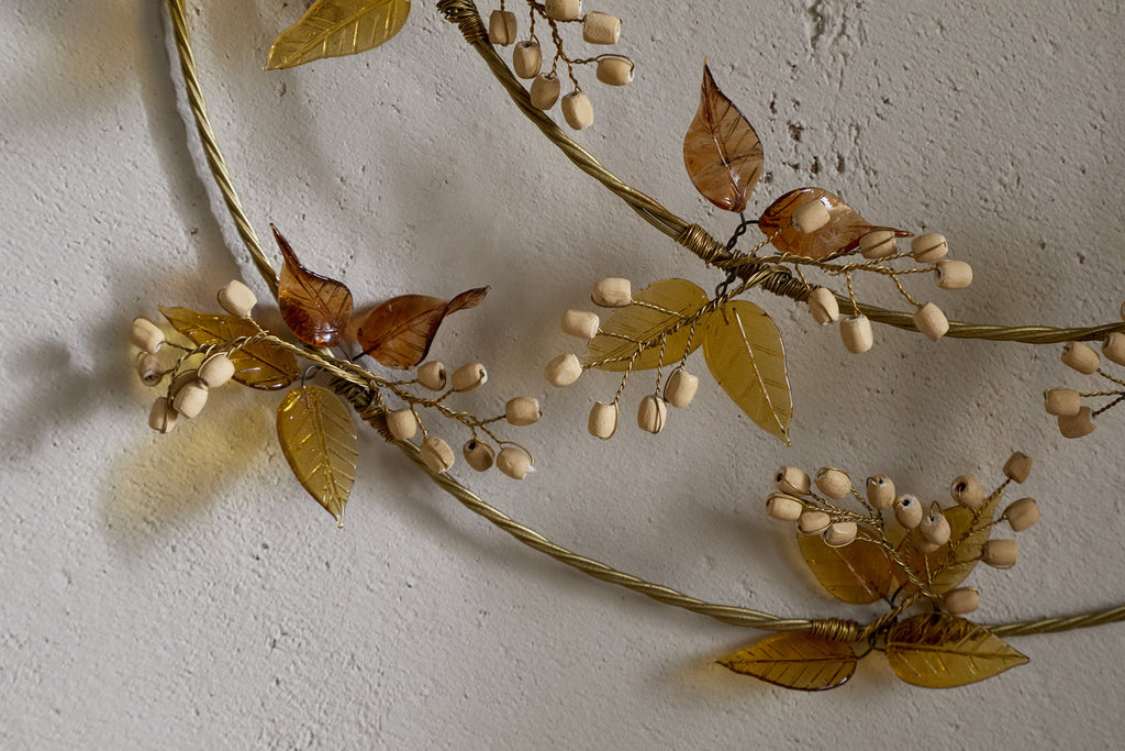 Parili Glass Wreath - Large - Ochre - Large