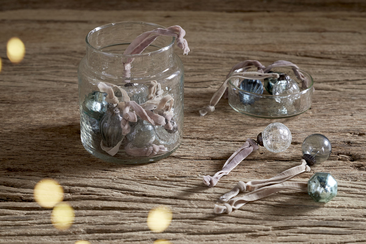 Adisa Bauble Jar - Antique Teal & Clear - (Set of 16)