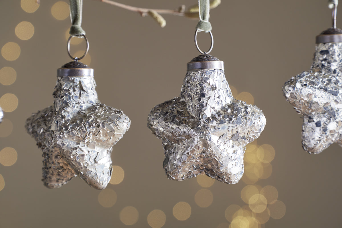 Riyara Bauble - Silver Sparkle - (Set of 4)