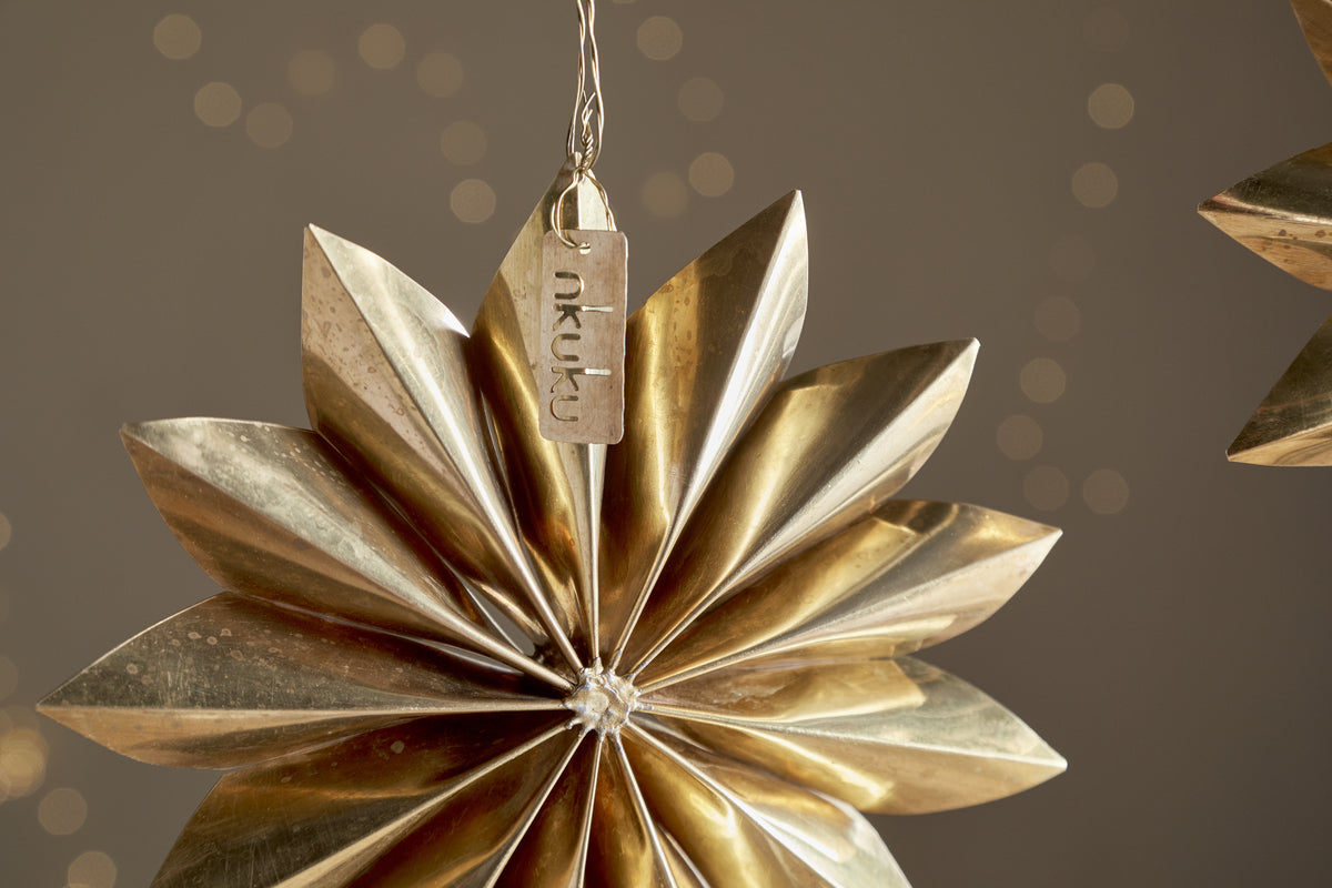 Amata Brass Star Baubles - Antique Brass - (Set of 2)