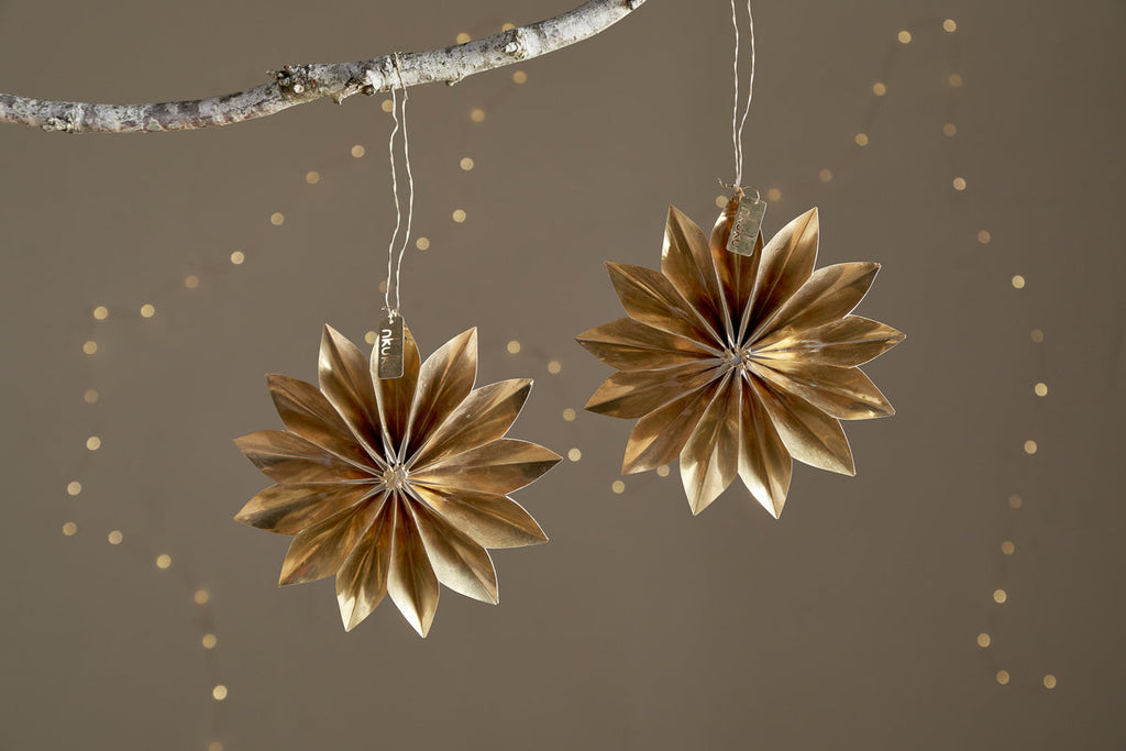 Amata Brass Star Baubles - Antique Brass - (Set of 2)