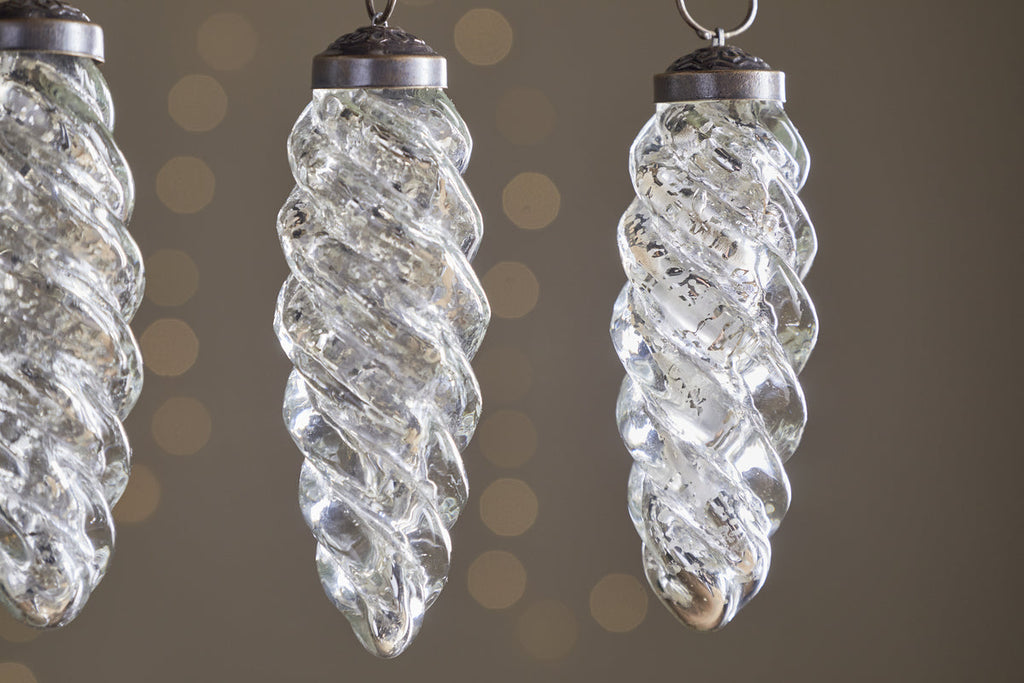 Athardi Drop Bauble - Antique Silver - (Set of 4)