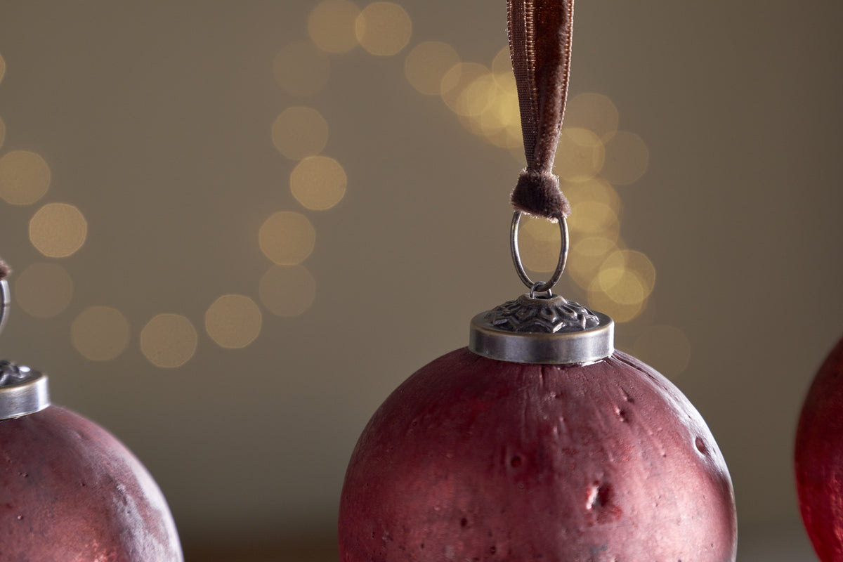 Pannee Round Baubles - Merlot - (Set of 4)