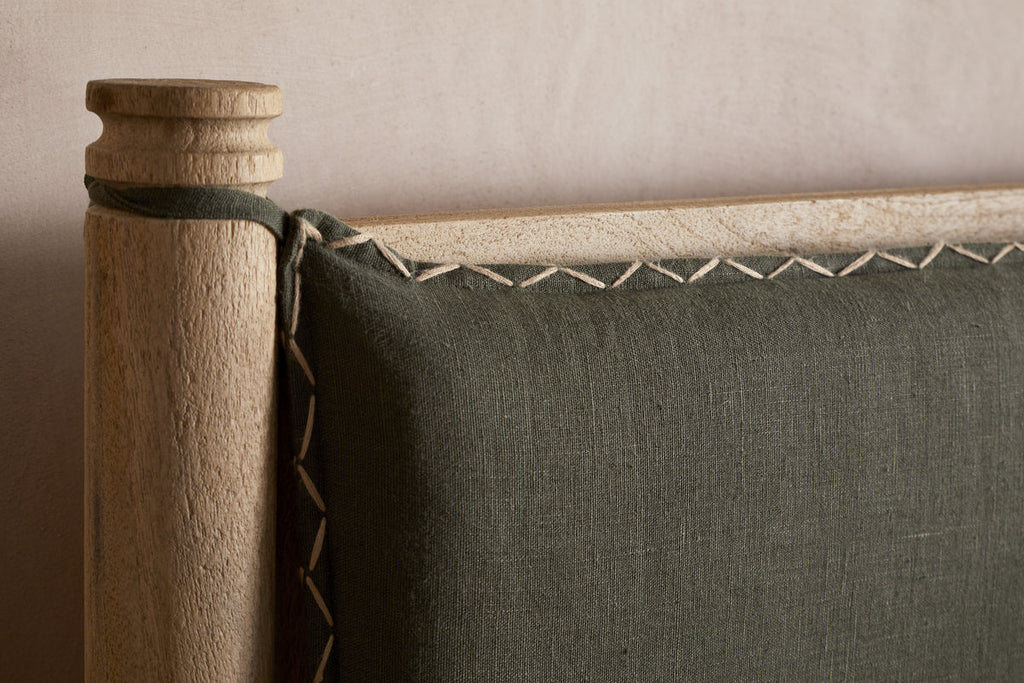 Sri Mango Wood Bed - Moss
