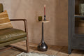 Israj Marble & Cast Metal Side Table - Aged Black