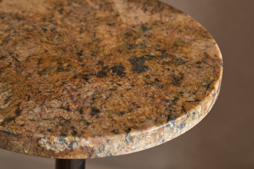 Israj Marble & Cast Metal Side Table - Aged Black