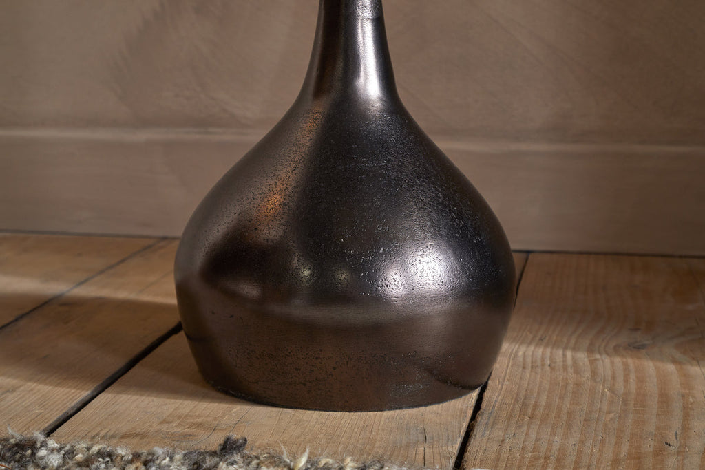 Israj Marble & Cast Metal Side Table - Aged Black