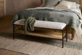Sanja Cotton Upholstered Bench - Charcoal & Natural