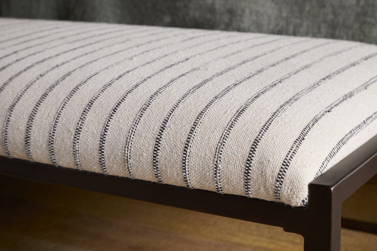 Sanja Cotton Upholstered Bench - Charcoal & Natural