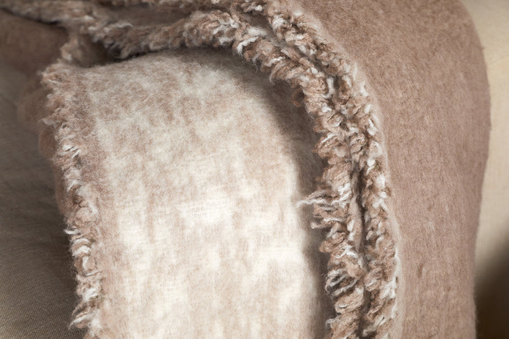 Kambali Disressed Wool Jacquard Throw - Natural