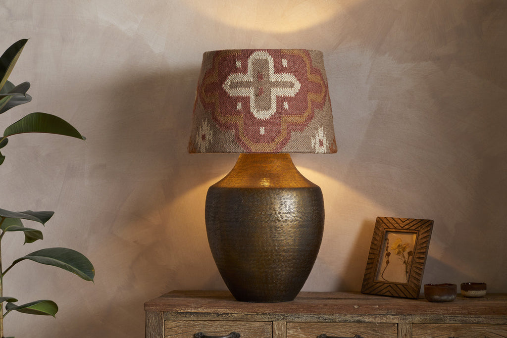 Yatra Jute Kilim Lampshade - Rust & Natural - Large