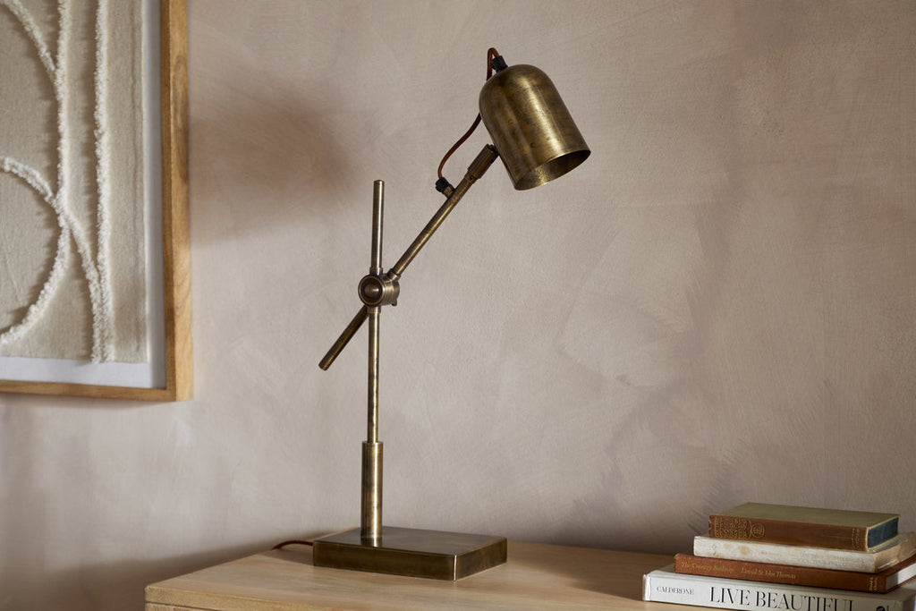 Thenkara Directional Desk Lamp - Antique Brass