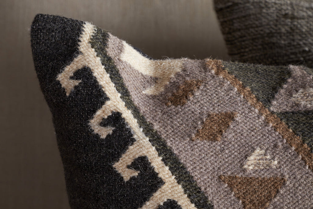 Shukhi Wool & Cotton Cushion Cover - Black & Brown