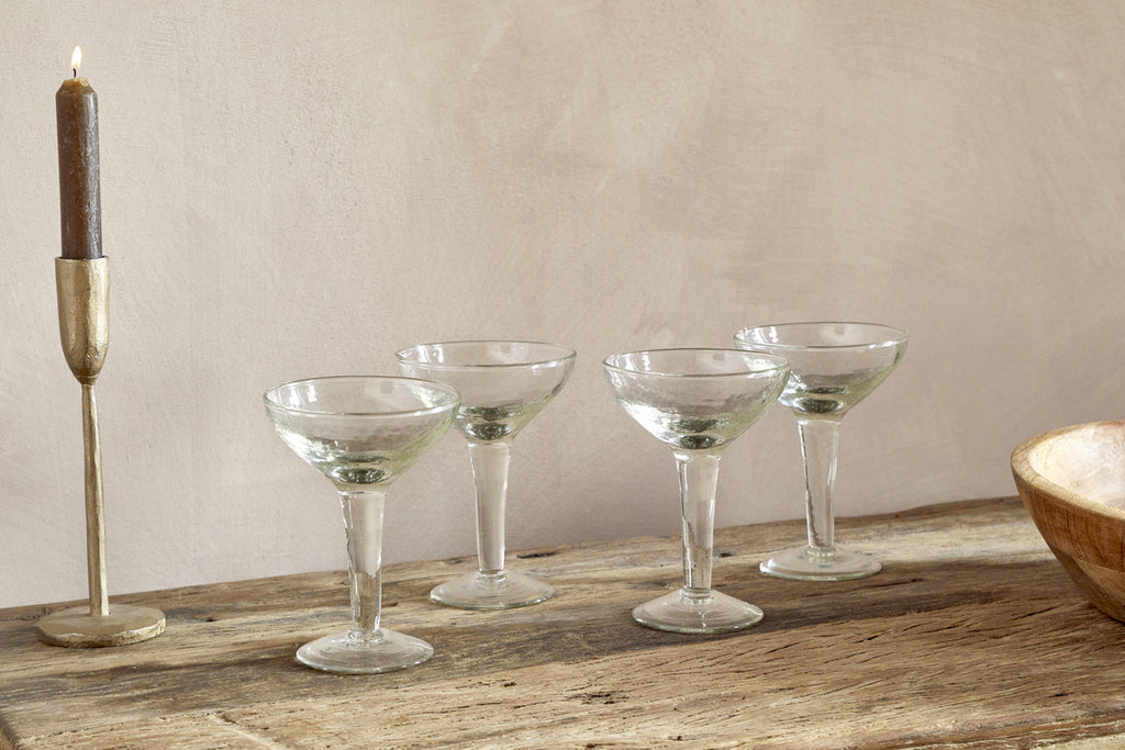 Yala Hammered Champagne Coupe - Clear - (Set of 4)