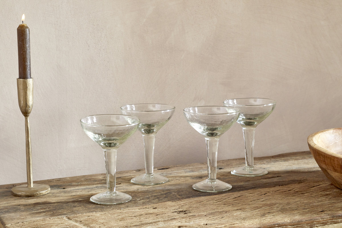 Yala Hammered Champagne Coupe - Clear - (Set of 4)
