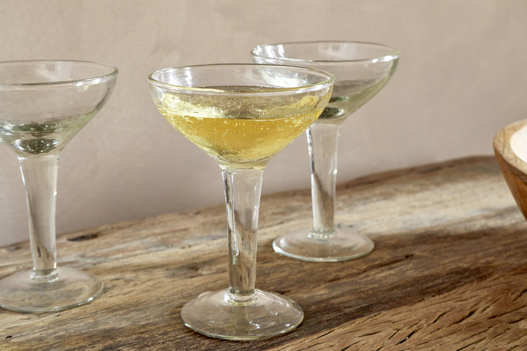 Yala Hammered Champagne Coupe - Clear - (Set of 4)