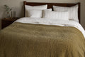 Nidra Velvet & Linen Bed Quilt - Moss