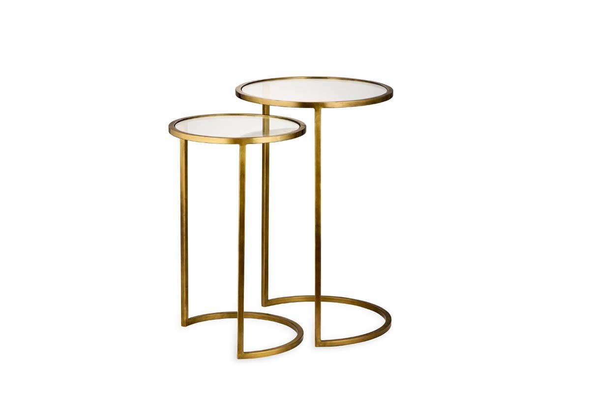 Nakuru Iron & Glass Side Table Set - Brass
