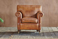 Narwana Ribbed Leather Armchair - Aged Tan