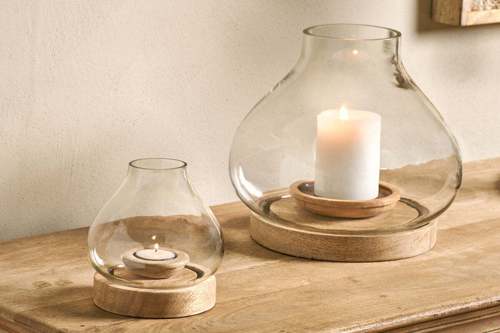 Naryla Mango Wood Lantern - Natural