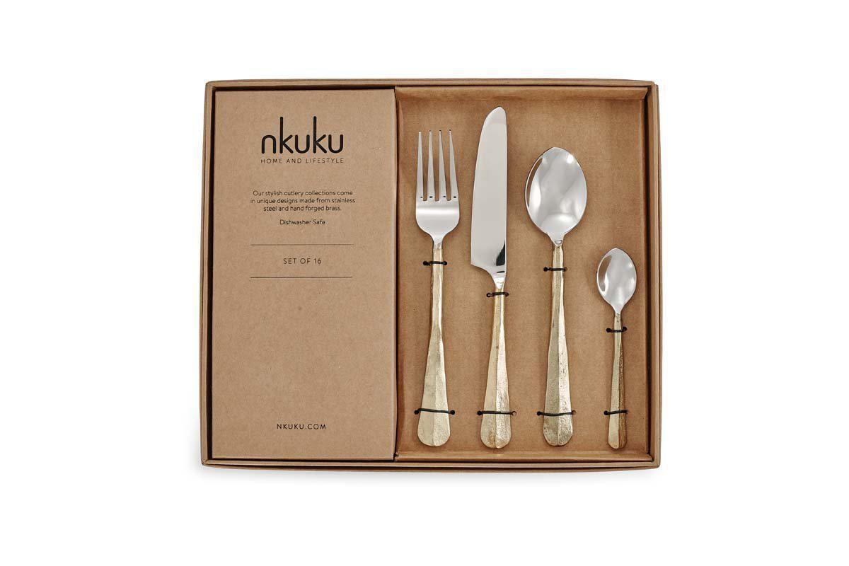 Osko Cutlery Set - Brushed Gold (Set of 16)