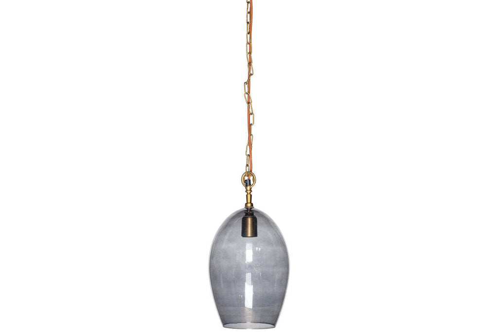 Otoro Recycled Glass Pendant - Smoke - Small Oval