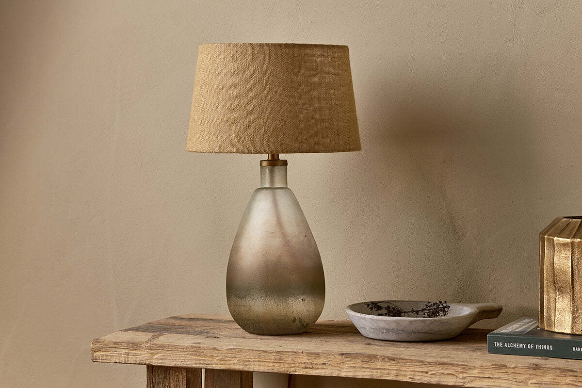 Palla Recycled Glass Table Lamp Base - Rustic Smoke