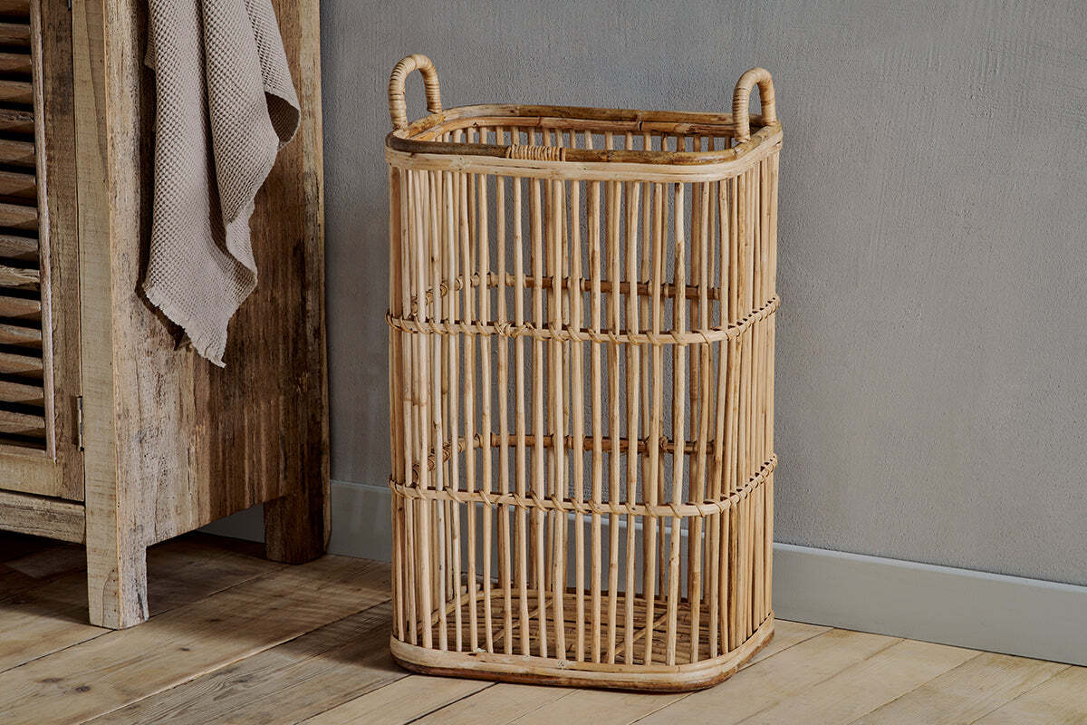 Rammi Rattan Tall Laundry Basket - Natural