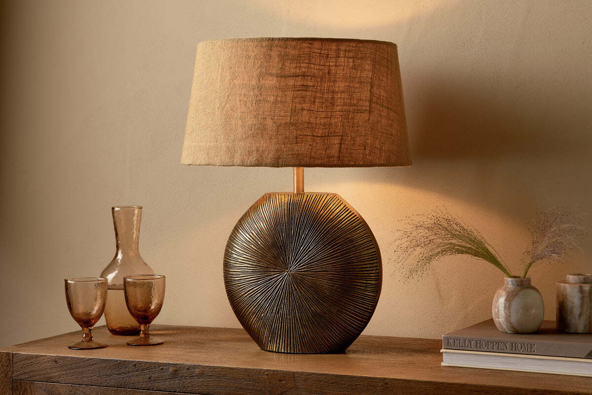 Ramvas Etched Table Lamp Base - Antique Brass