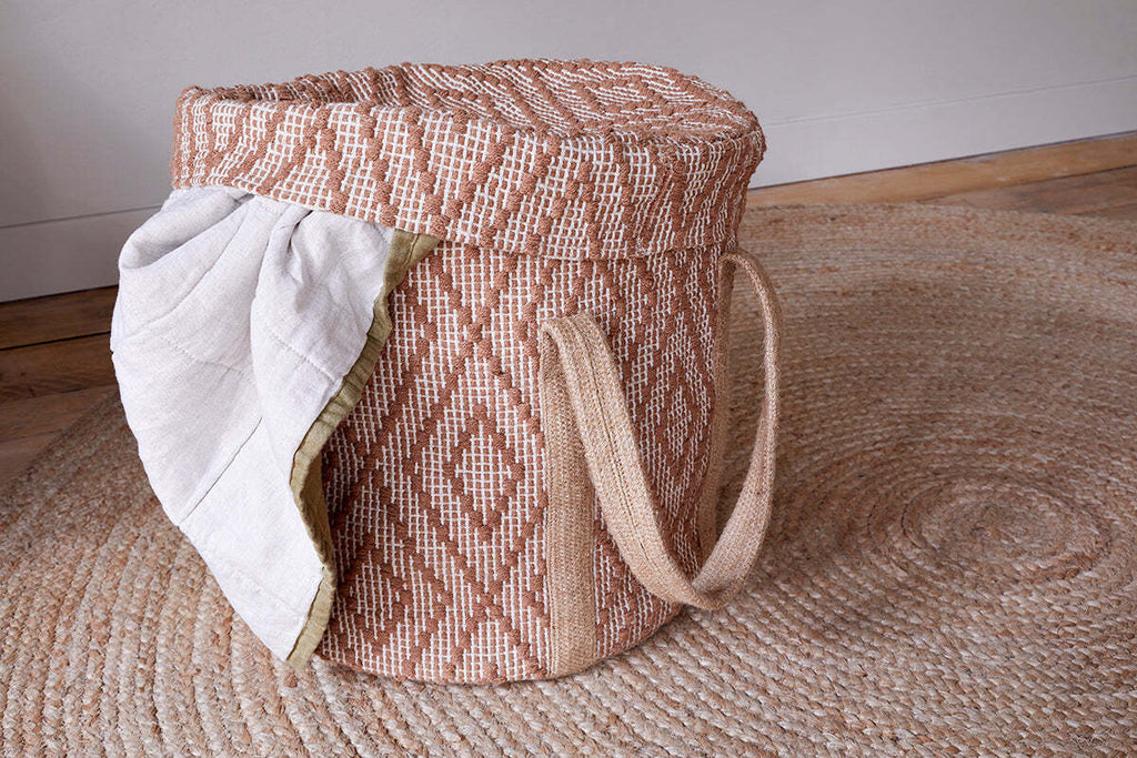 Renu Jute Laundry Basket - Rust & Natural