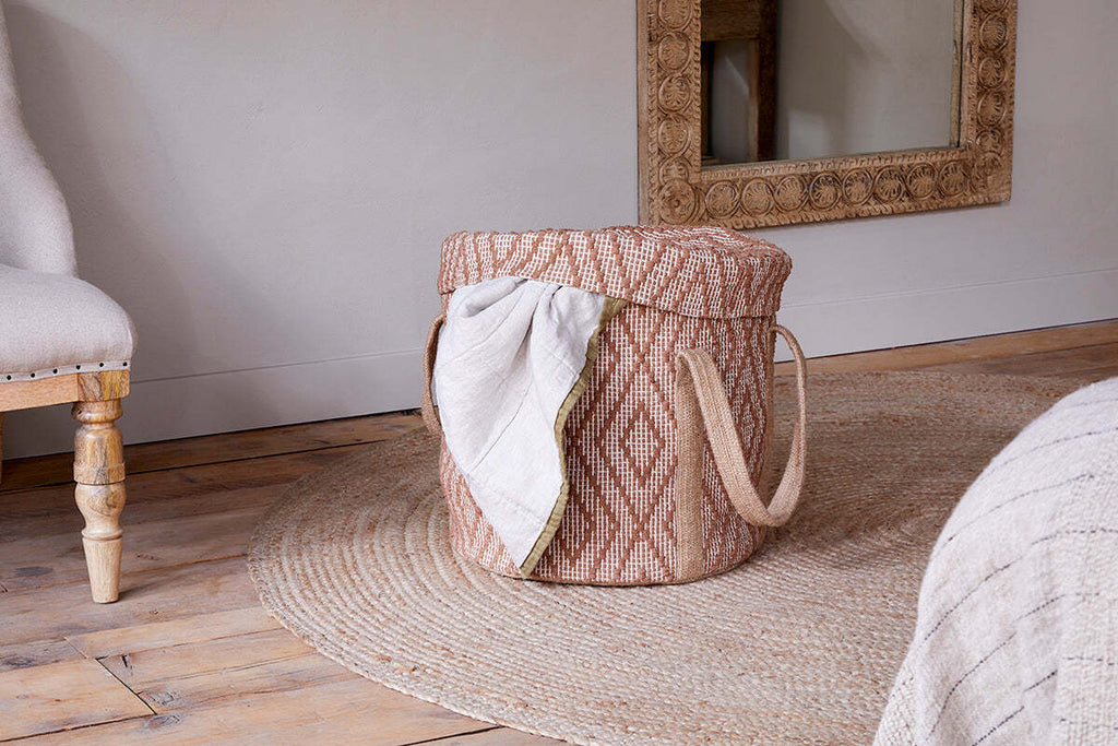 Renu Jute Laundry Basket - Rust & Natural
