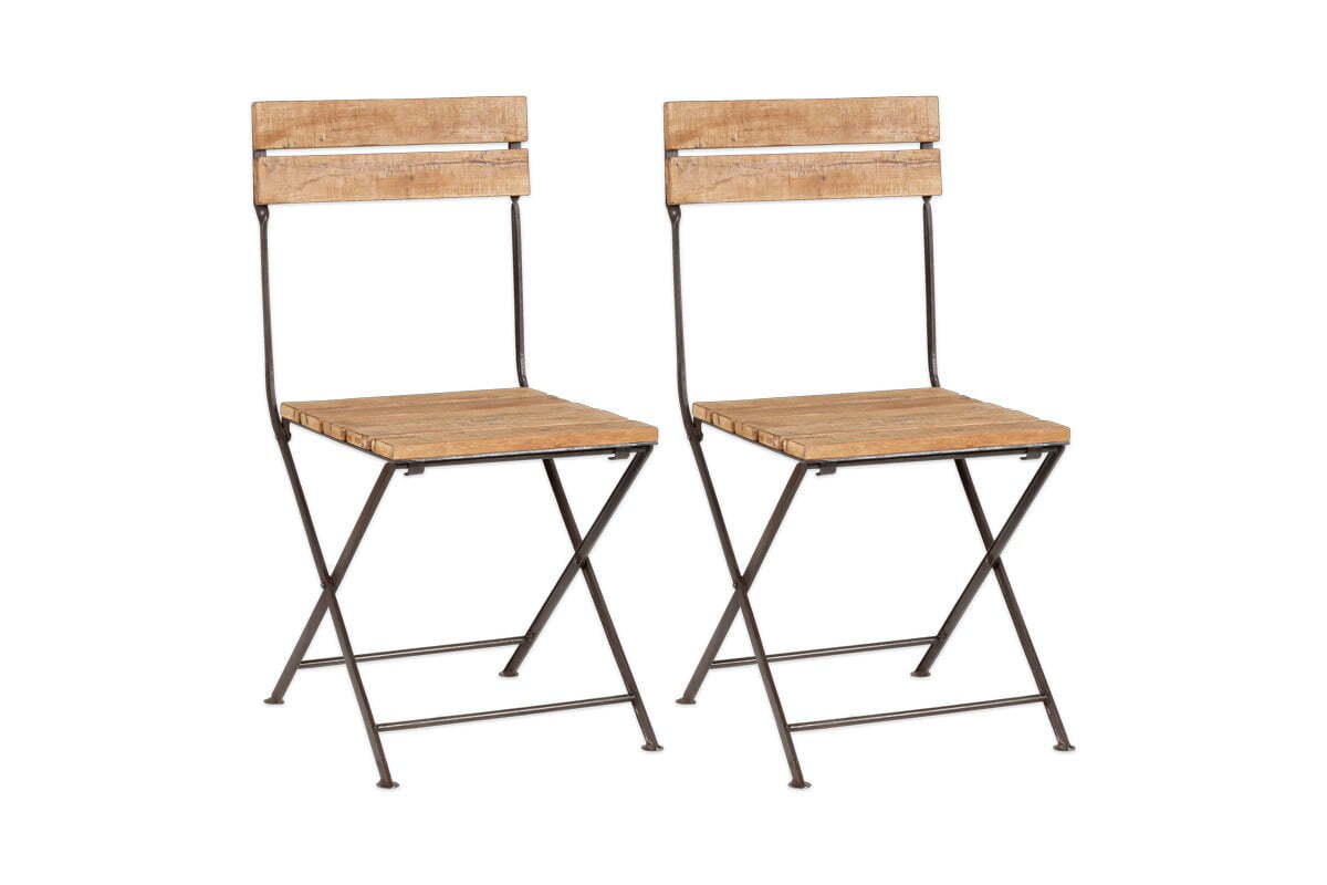 Rishikesh Reclaimed Wood & Iron Folding Chairs - (Set of 2)