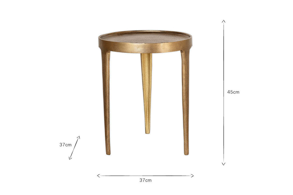 Rohia Cast Metal Side Table - Brass