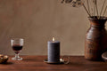 Rustic Soy Blend Pillar Candle - Charcoal - Small