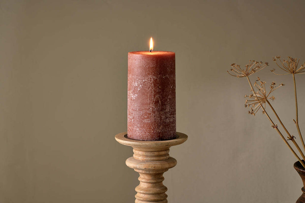Rustic Soy Blend Pillar Candle - Rust - Large