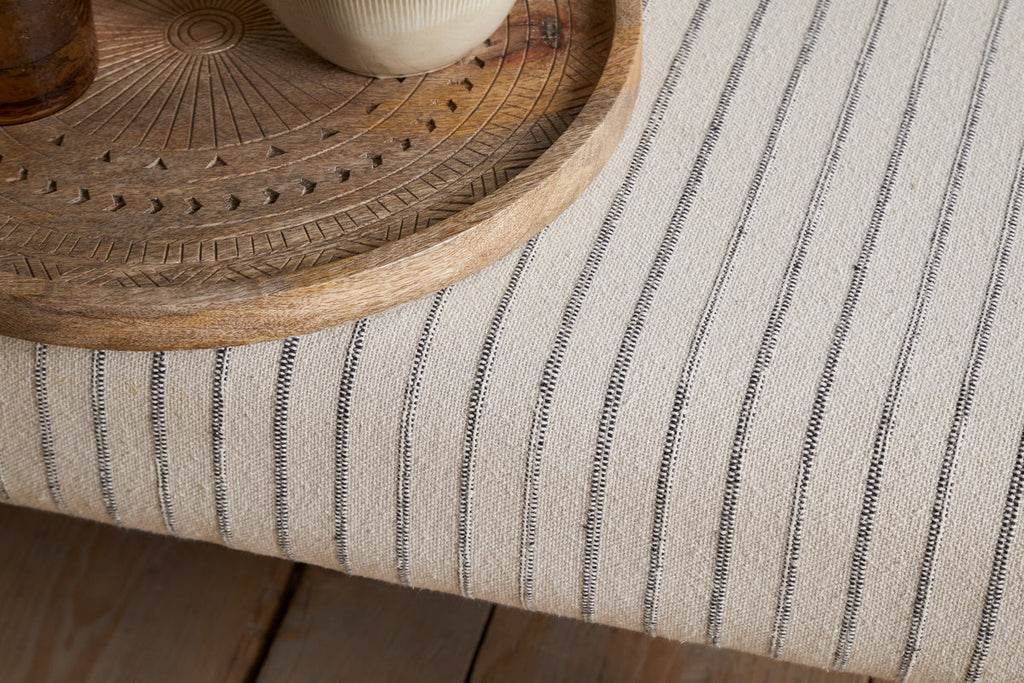 Sanja Stripe Upholstered Bench - Grey