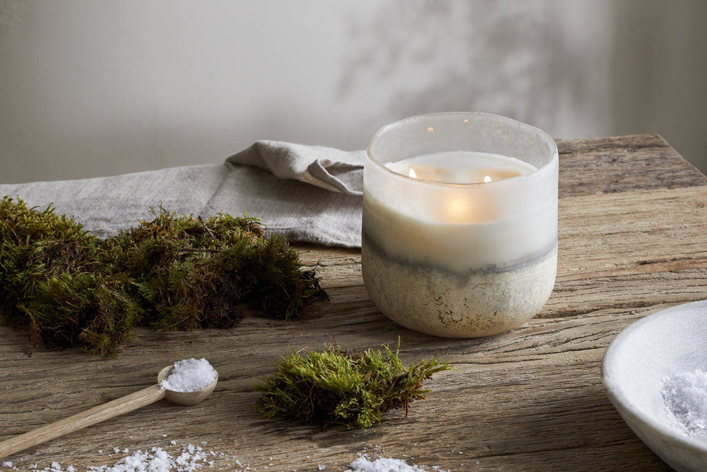 Sea Salt & Moss 3 Wick Scented Candle - Aged Smoke - 3 Wick