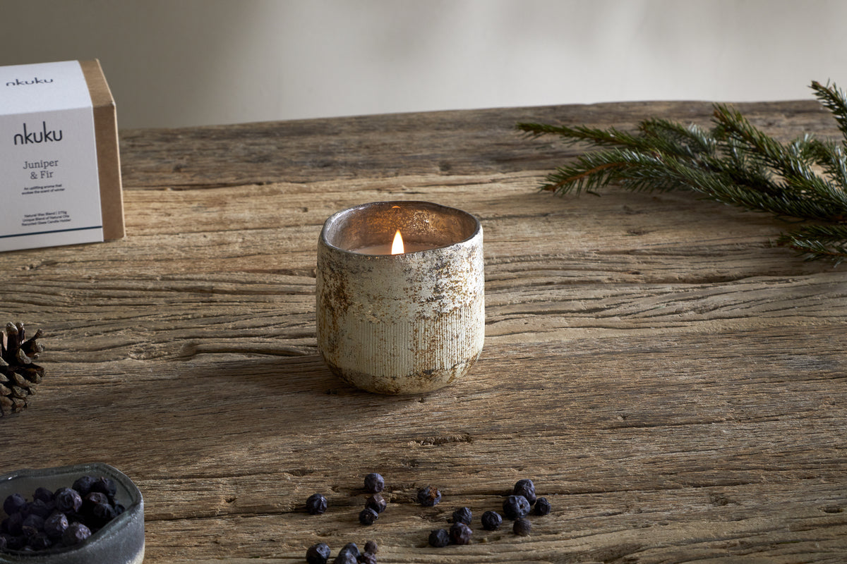 Juniper & Fir 1 Wick Scented Candle - Antique Gold - 1 Wick