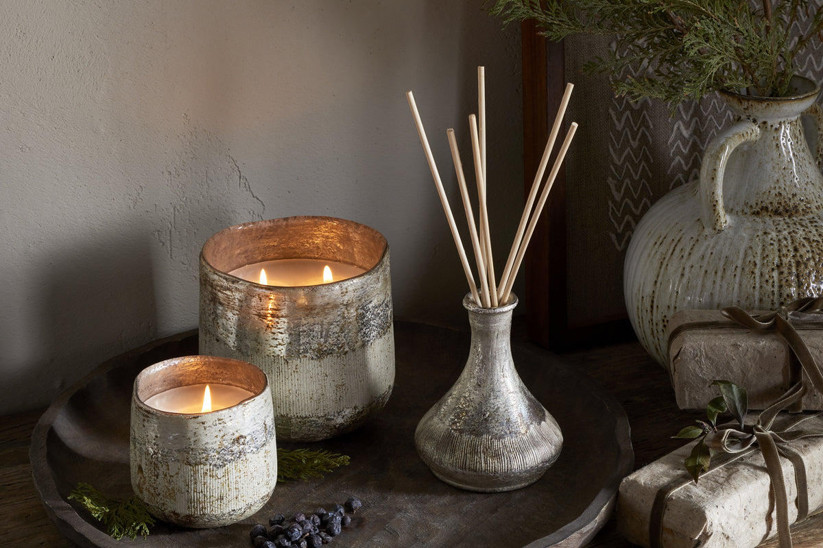Juniper & Fir 3 Wick Scented Candle - Antique Gold - 3 Wick